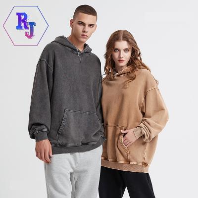 China Anti-wrinkle OEM ODM High quality custom  logo 400G 100% cotton heavyweight vintage stone wash Fleece Blank Oversized Plus Size Men'S Hoodies for sale