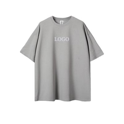 China Anti-Shrink Large men's fashion label 280G double yarn pure cotton short sleeved men's t-shirt Solid color FOG men's loose fitting t-shirt for sale