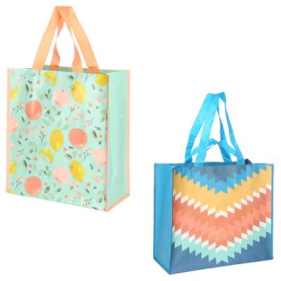 China Eco-friendly Recyclable Creative Pattern Printed Foldable Tote Shopping Bag, Fashion Laminated PP Woven Bag Shopping For Supermarkets Grocery for sale