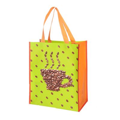 China Hot Selling Eco-friendly Unique Coffee Printed Eco-Friendly Reusable Shopping Bags Personalized Reinforced Handle Bag PP Woven Bags for sale