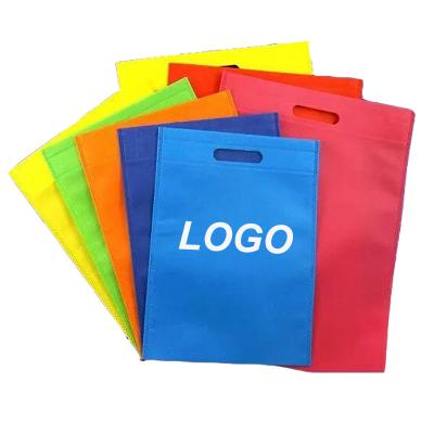 China Custom Logo Printed Tote Twotone Eco Friendly Reusable Nonwoven Bags, Free Sample Colorful Portable Large Capacity D Cut Nonwoven Bag for sale