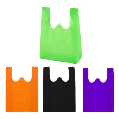 China Competitively Priced Promotional Nonwoven Handbag Reusable 30-150gsm PP Customized Logo W Cut Reusable T-shirt Supermarket Bag Shopping for sale