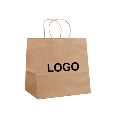 China Brown Reusable Recycled Paper Bag With Logo Printed Custom Design Your Own Brand Shopping Paper Bags for sale