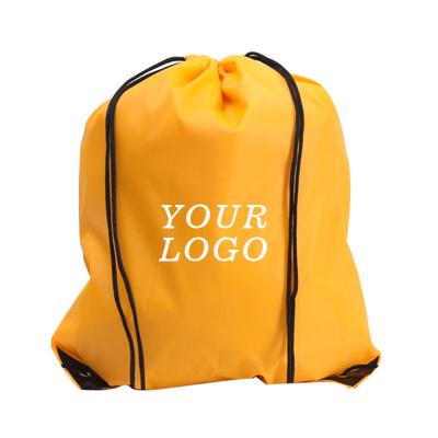 China Custom rope handle logo printing wholesale 100% eco-friendly colorbag ​​gyms sports waterproof polyester backpack drawstring shopping bag for sale