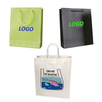 China China Factory Kraft Recyclable Packaging Bags Custom Paper Shopping Bags, Colorful Patterns Printed Eco Friendly Craft Paper Bag With Logo for sale