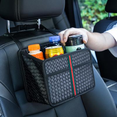 China Business Haochefeng Trunk Car Storage Bag Organizer Styling Net Back Pocket Auto Garbage Cup Holder Bag for sale