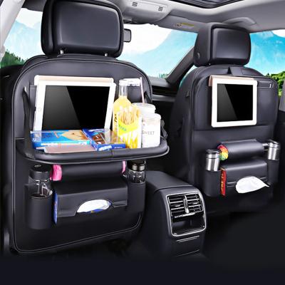 China Auto Organizer Bag Car Backseat Business PU Car Backseat Storage Multi-Function Waterproof Leather Tablet Holder for sale