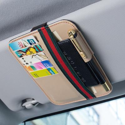 China Multifunctional Sun Visor Car Organizer Auto Car Accessories Card Holder Case Bag Card Storage Driver's License Holder for sale