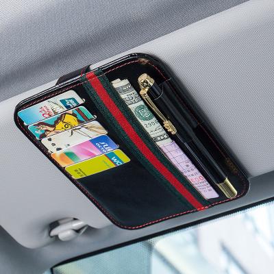 China PU Automotive Interiors Effect Leather Car Sun Visor Multifunctional Card Holder for sale