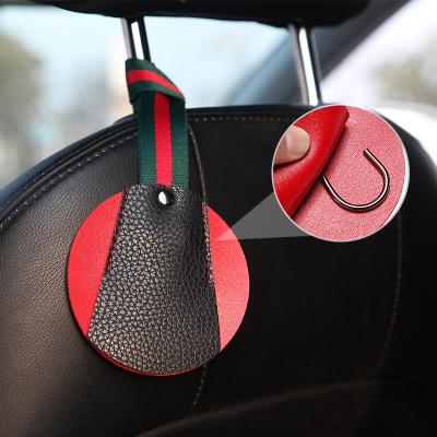 China Universal Leather Car Back Seat Hanger Holder Hook For Car Bag Clothes Backpack Garbage Bag 28*10cm [11.02*3.94in] for sale