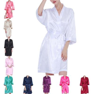 China Lady QUICK DRY Silk Pajamas Plus Size Sleepwear Comfort Summer Nightwear Sets Morning Wedding Robe Female Bridal Bathrobe Long Robe for sale