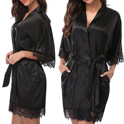 China Cheap Women's Sleepwear Nightgown Silk Sleepwear Sets 2021 New Design QUICK DRY Lace Robe Satin Women Pajamas Ladies Sexy Nightwear for sale