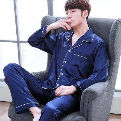 China 2201 QUICK DRY Satin Pajamas Solid Mens Sleepwear Pajamas Sets Design Elastic Pajamas for sale