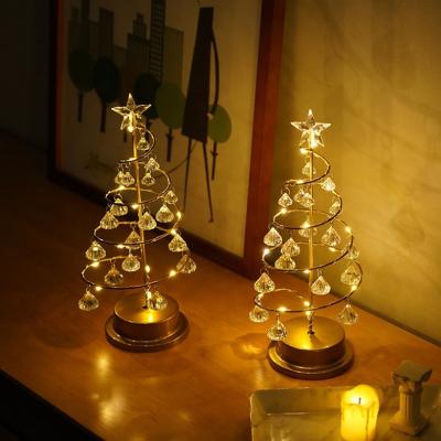 China Hot Selling Crystal Gold Spiral Decorative Tree Table Lamp Night Light 15 Battery Operated Bulbs Tree Light For Bedroom Party for sale