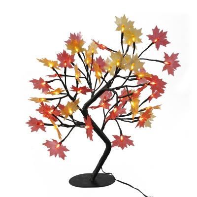 China Seasonal Decor 40cm Adapter Powered Warm White Artificial Seasonal Decor Night Led Autumn Red Maple Birch Bonsai Tree Light for sale