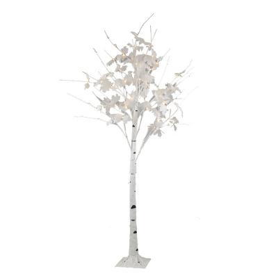 China Iron+Plastic+LED Plant 100cm White Christmas Artificial Maple Leaves Branches Yard Decoration Birch Tree Lights for sale