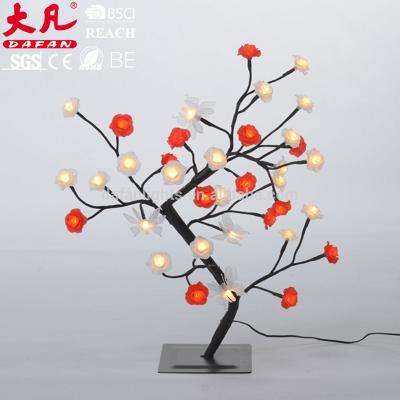 China Decorate 45cm Christmas Home Decorative Branches Rose Shape Table Led Artificial Flower Tree Light For All Holidays for sale