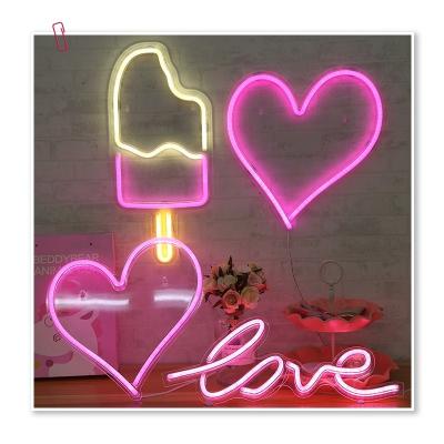 China ALL Festival Heart Love Usb Cable Wedding and Celebration Festivals Colorful LED Neon Sign for sale