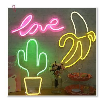 China ALL Festival Cactus Banana Love Shape Open Led Art Bar Wall Neon Sign Bedroom Decoration Sign Night for sale