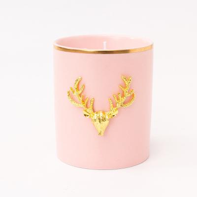 China Pink Scented Scented Candles Logo Aromatherapy Soy Wax Candle Custom Scented Candle Jars for sale