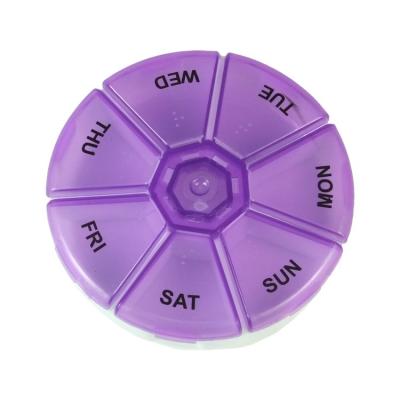 China Portable PP Round 7 Compartments Pill Case, 7 Day Pill Container, Weekly Pill Organizer for sale