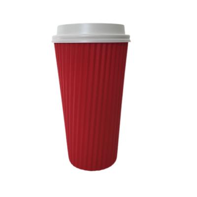 China 20oz Ripple Disposable Vertical Wallpaper Cup , Disposable Cup Paper for sale