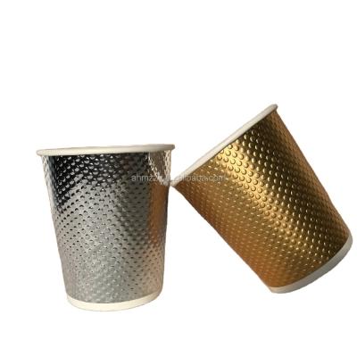 China Silver Gold Ripple Wall 8oz 12oz Special Paper Cup Disposable for sale