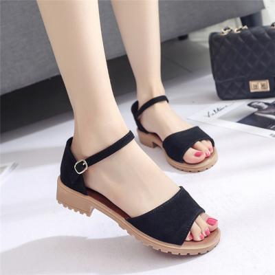 China 2022 Fashion Trend Microfiber Buckle Women's Running Shoes Sandals Fashionable Heel Shoes for sale