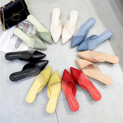 China Fashion Trend Custom Accepted Splice Feminine Mule Slippers Women Shoes Heel Ladies for sale