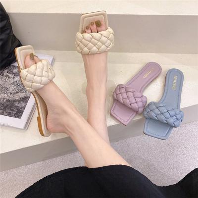 China 2022 Fashion Trend Weave Sandals Style Good Quality Korean Female Slippers Women Slippers Shoes for sale