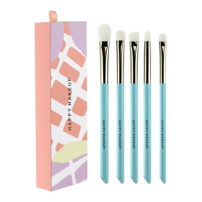 China Angular Blush 5 Pcs Customized Private Label Eyeshadow Makeup Blending Brushes for sale