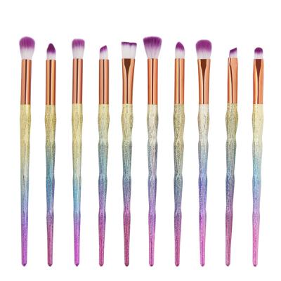 China Angular Blush Luxury Brush 10pcs Crystal Diamond Make Up Brush Eyeshadow Set for sale