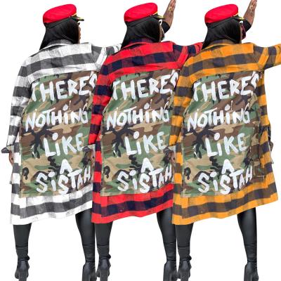 China GHX3738 Anti-wrinkle winter fashion plaid patchwork ladies cardigan women long trench coat for sale