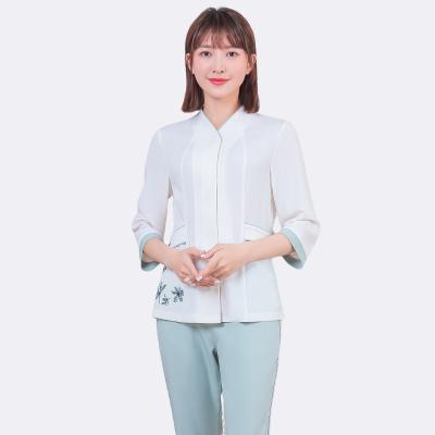 China 2021 New Design Three Quarter Sleeve Custom Modern Chinese Style Suit Beauty Salon Beauty Agency Superior Uniform Pants for sale