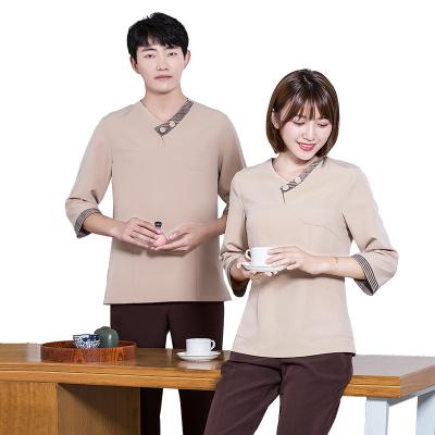 China Hot Sale Wholesale Uniform Custom Design Sense Neckline Catering Uniform Chef Suit Catering Uniform for sale