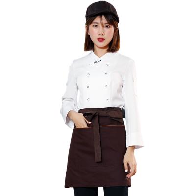 China Cute Modern Halter Apron With Pocket Brown Chef Waiter Restaurant Cafe Bar Catering Uniform for sale