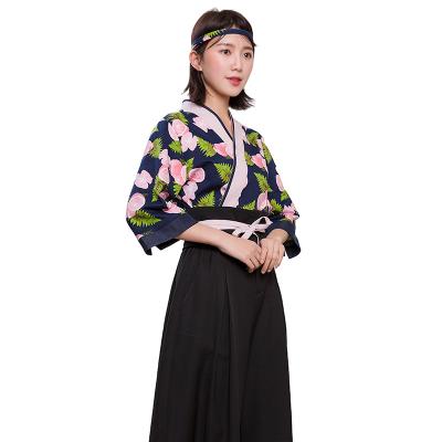 China Color Suit Japanese Dining Restaurant Hotel Bar Modern Large Size Ladies Half Long Sleeve Skirt Dining Uniform for sale