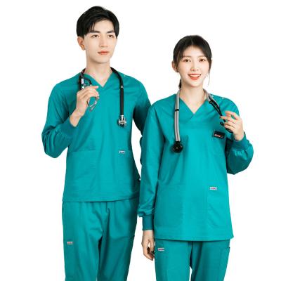 China Breathable Customized High-elastic Nurse Anatomical Long Sleeve Hospital Scrub Suit Clinic Dental Doctor Medical Uniform for sale