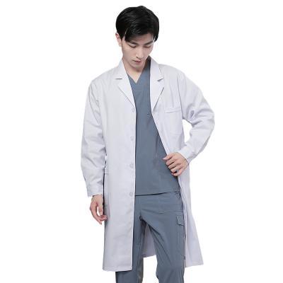 China Long Sleeves Knee Length Cotton Eco-Friendly Elastic Cuffs Lab Coat Unisex Doctor Professional Uniforms White Lab Coats Overall for sale