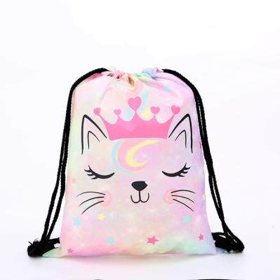 China Wholesale New Customized Durable/Recyclable/Folding Cartoon Polyester Bag Anime Drawstring Pouch Shopping Drawstring Bag Eco-friendly Printed Drawstring Bag for sale