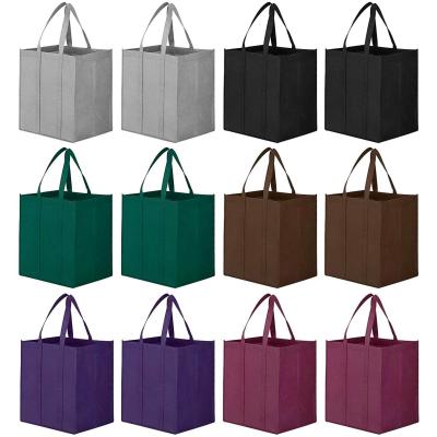 China Portable Reusable Durable/Recyclable/Folding Reinforced Long Handles High Picnic Party Food Packing Carrier Eco Friendly Tote Bags for sale