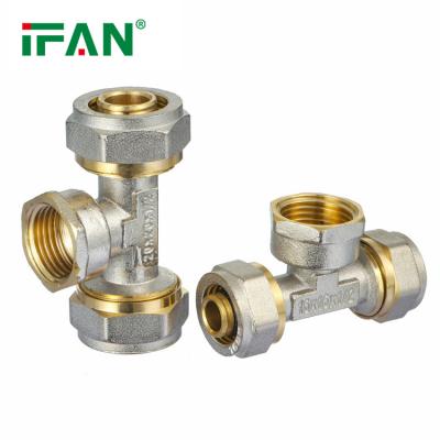 China IFAN Durable 16-32mm High Quality PEX Pipe Fittings Brass PEX Tubing Fittings Custom Compression Tee Fittings for sale