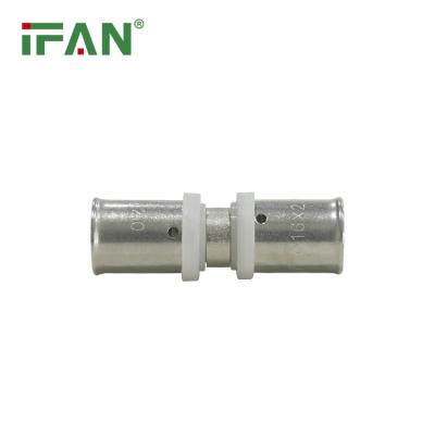 China IFAN Durable 1/2 3/4 1 Inch Equal Socket Brass PEX Fittings Press Fittings Coupling For Pex Al Pex Pipe for sale