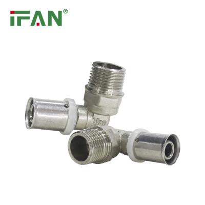 China Durable IFAN PN25 Thread Elbow PEX Connectors PEX Silver Tubing Brass Press Fittings For Water for sale