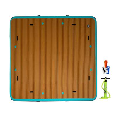 China 2020 PVC Yoga Mat Foldable Platform Drop Stitch Super Strong Inflatable Floating Air Floating Dock for sale