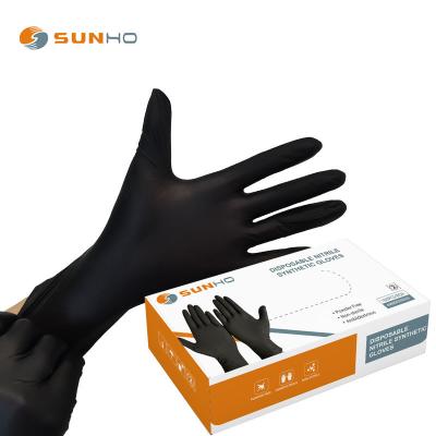 China Sunnyhope Black Anti-Slip Gloves Powder Free Nitrile Gloves Examination Safety Synthetic Gloves For Kitchen for sale