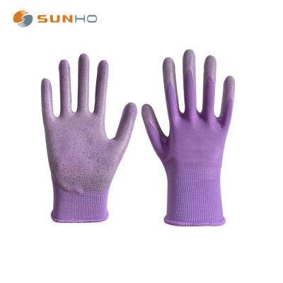 China Clear Nitrile Coated Sunnyhope Breathable Liner Gloves Nitrile 13G/15G/18 Gnylon Clear Garden Gloves for sale