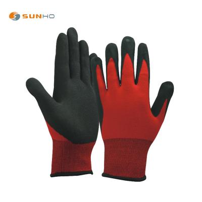 China Anti-Slip Sandy Gloves 15 Gauge Nylon Latex Coating With Latex Sandy Coated On Palm And Fingertips Gloves for sale