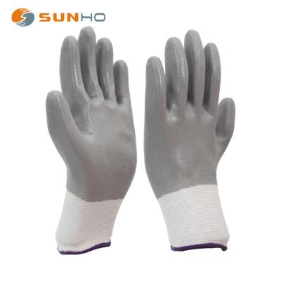 China Smooth Nitrile Gloves Sunnyhope 3/4 Dipped Safety Gloves Nylon Coating Smooth Nitrile Coated Safety Gloves for sale