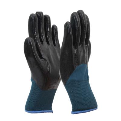 China Nitrile Gloves Sunnyhope Car Assembly Oil Resistant Custom Black 13gauge Smooth Nitrile Coated Gloves for sale